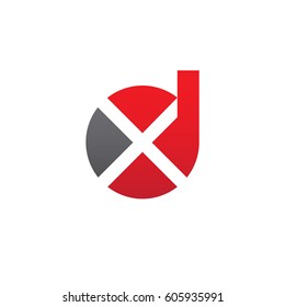 initial logo dx, xd, x inside d rounded letter negative space logo red gray