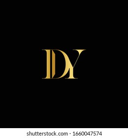 initial logo dy, yd, y inside d rounded letter negative space logo gold color.template