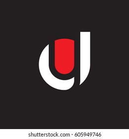 initial logo dy, yd, y inside d rounded letter negative space logo white red black background