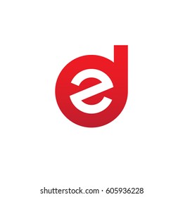 initial logo dz, zd, z inside d rounded letter negative space logo red