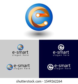 The initial logo e is in a circle, the logo letter e is for companies or organizations.