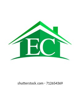 initial logo EC with house icon and green color, business logo and property developer.