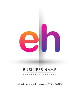 initial logo EH lowercase letter, orange and magenta creative logotype concept, modern and simple logo design.