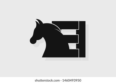 Initial logo EI letter with stallion head. The combination of letters E and I is black