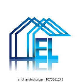 initial logo EL with house icon, business logo and property developer.