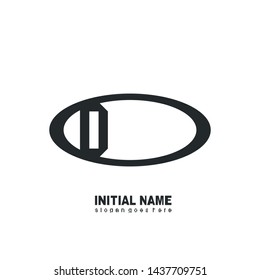 Initial logo ellipse alphabet black D
