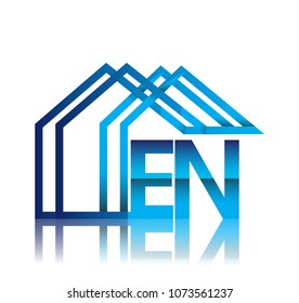 initial logo EN with house icon, business logo and property developer.