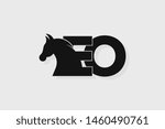 Initial logo EO letter with stallion head. The combination of letters E and O is black