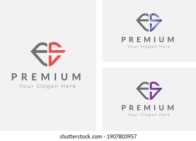 Initial logo ES monogram design template.  ES Letter Linked Logo. Creative Letter ES Modern Business Logo Vector Template