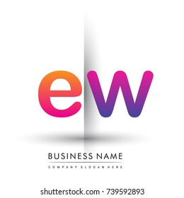 initial logo EW lowercase letter, orange and magenta creative logotype concept, modern and simple logo design.