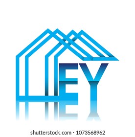 initial logo EY with house icon, business logo and property developer.