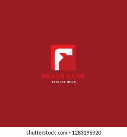 initial logo F logotype in background red dark