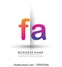 initial logo FA lowercase letter, orange and magenta creative logotype concept, modern and simple logo design.