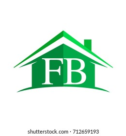 initial logo FB with house icon and green color, business logo and property developer.