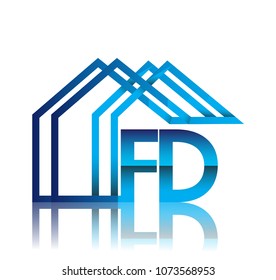 initial logo FD with house icon, business logo and property developer.