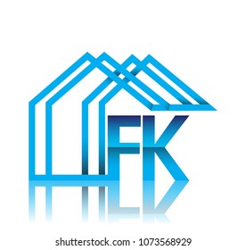 initial logo FK with house icon, business logo and property developer.