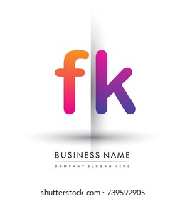 initial logo FK lowercase letter, orange and magenta creative logotype concept, modern and simple logo design.