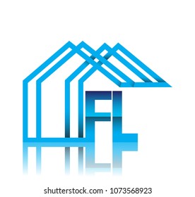 initial logo FL with house icon, business logo and property developer.