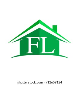 initial logo FL with house icon and green color, business logo and property developer.