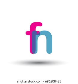 initial logo FN lowercase letter, blue and pink overlap transparent logo, modern and simple logo design.