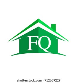 initial logo FQ with house icon and green color, business logo and property developer.