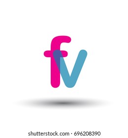 initial logo FV lowercase letter, blue and pink overlap transparent logo, modern and simple logo design.