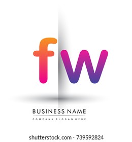 initial logo FW lowercase letter, orange and magenta creative logotype concept, modern and simple logo design.