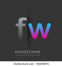initial logo FW lowercase letter colored grey and blue, pink, creative logotype concept, modern and simple logo design, logo design concept for business and corporate identity.