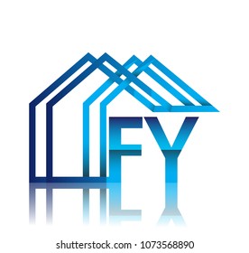 initial logo FY with house icon, business logo and property developer.