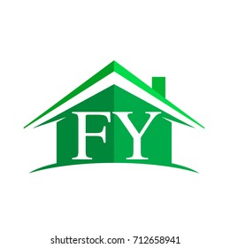 initial logo FY with house icon and green color, business logo and property developer.