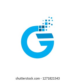 initial logo g or gf initial icon data techno