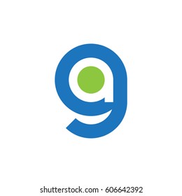 initial logo ga, ag, a inside g rounded letter negative space logo blue green