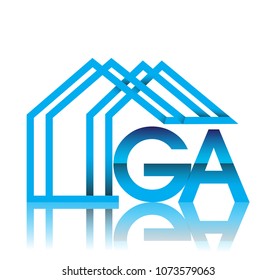 initial logo GA with house icon, business logo and property developer.