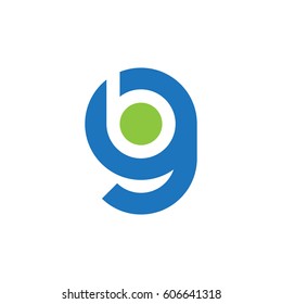 initial logo gb, bg, b inside g rounded letter negative space logo blue green