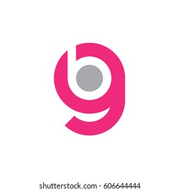 initial logo gb, bg, b inside g rounded letter negative space logo pink