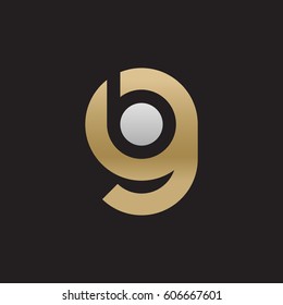 initial logo gb, bg, b inside g rounded letter negative space logo gold silver