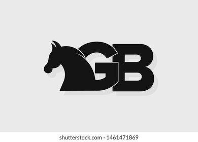 Initial logo GB letter with stallion head. The combination of letters G and B is black