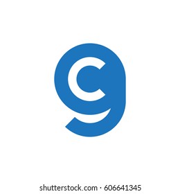 initial logo gc, cg, c inside g rounded letter negative space logo blue
