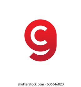 initial logo gc, cg, c inside g rounded letter negative space logo red