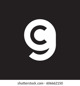 initial logo gc, cg, c inside g rounded letter negative space logo white black background
