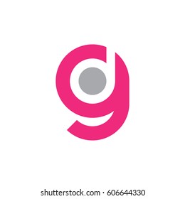 initial logo gd, dg, d inside g rounded letter negative space logo pink gray