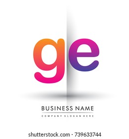 initial logo GE lowercase letter, orange and magenta creative logotype concept, modern and simple logo design.