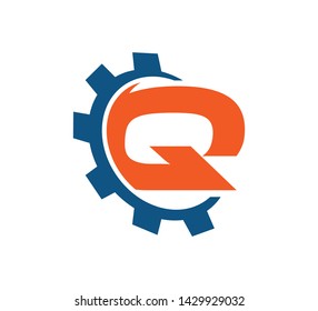 initial logo with gear vector Q