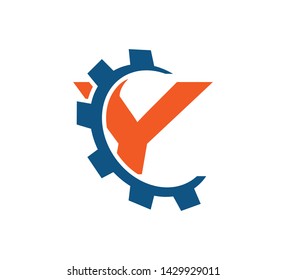 initial logo with gear vector Y