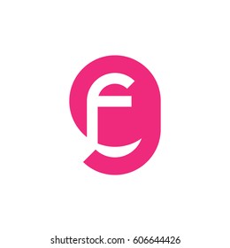 initial logo gf, fg, f inside g rounded letter negative space logo pink gray