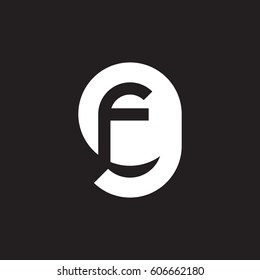 initial logo gf, fg, f inside g rounded letter negative space logo white black background