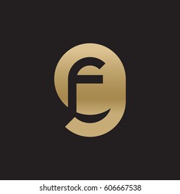 initial logo gf, fg, f inside g rounded letter negative space logo gold