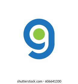 initial logo gg, g inside g rounded letter negative space logo blue green