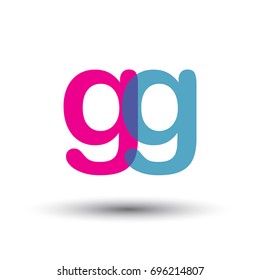 initial logo GG lowercase letter, blue and pink overlap transparent logo, modern and simple logo design.