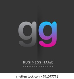 initial logo GG lowercase letter colored grey and blue, pink, creative logotype concept, modern and simple logo design, logo design concept for business and corporate identity.